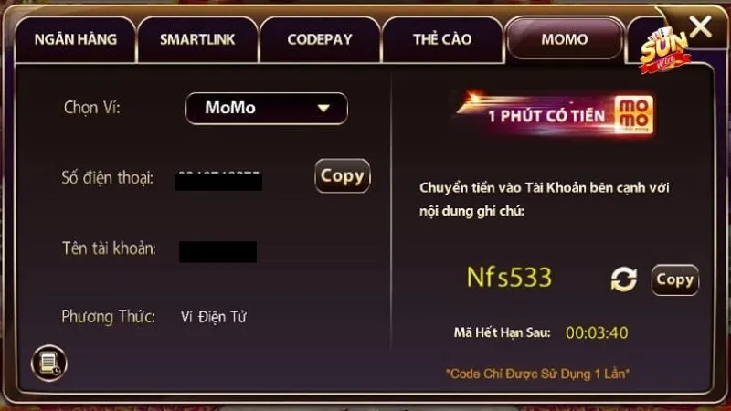 Nạp tiền qua ví Momo Nạp tiền qua ví Momo